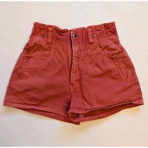 Vtg 80s Unionbay High Waisted Denim Booty Mini Retro Shorts Junior Sz 5/6 Coral